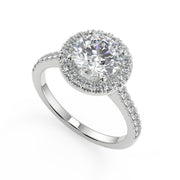 Gillian Halo Pave Round Cut Diamond Engagement Ring - Nivetta